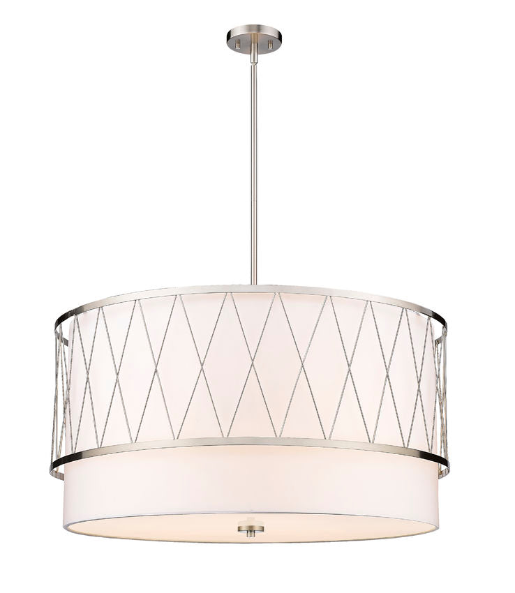 Z-Lite Dalton 32" 5-Light Brushed Nickel Pendant Light With White Fabric Shade