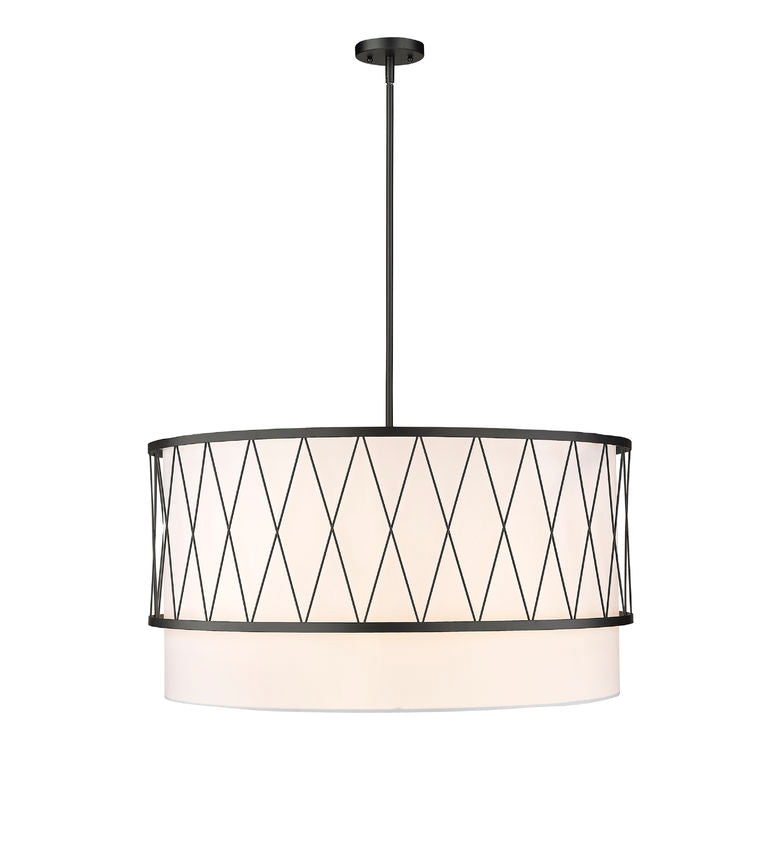 Z-Lite Dalton 32" 5-Light Matte Black Pendant Light With White Fabric Shade