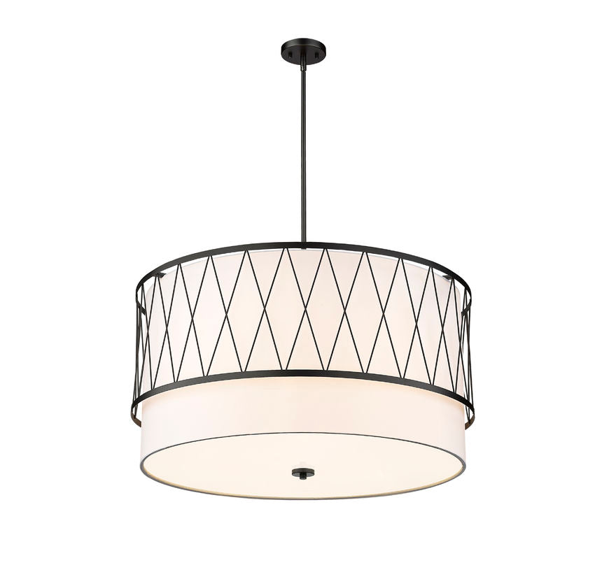 Z-Lite Dalton 32" 5-Light Matte Black Pendant Light With White Fabric Shade