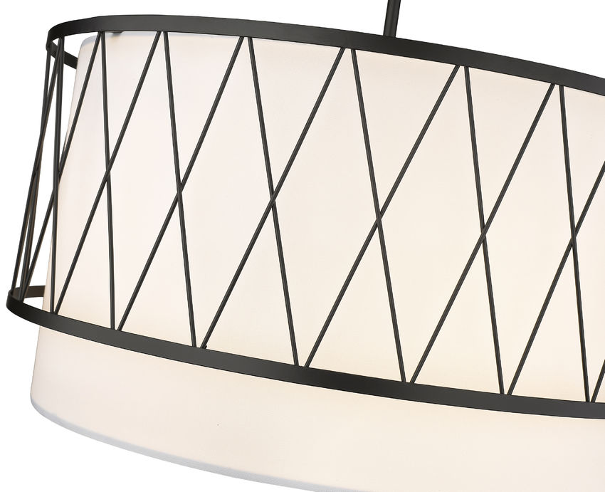 Z-Lite Dalton 32" 5-Light Matte Black Pendant Light With White Fabric Shade
