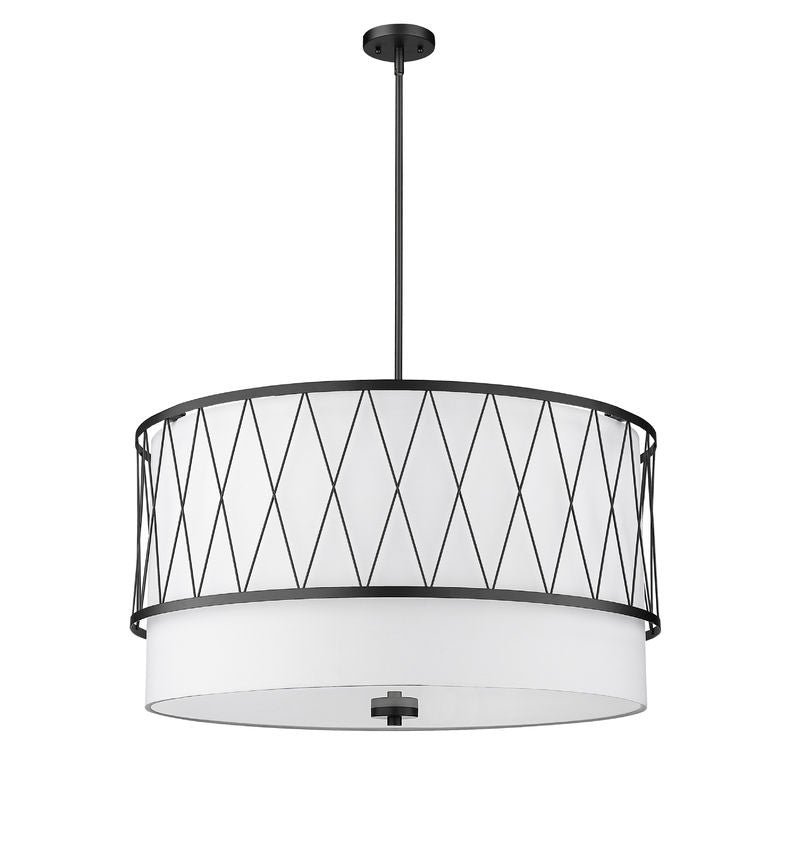 Z-Lite Dalton 32" 5-Light Matte Black Pendant Light With White Fabric Shade