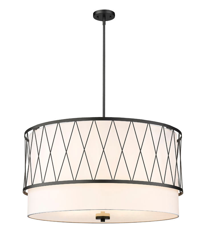 Z-Lite Dalton 32" 5-Light Matte Black Pendant Light With White Fabric Shade