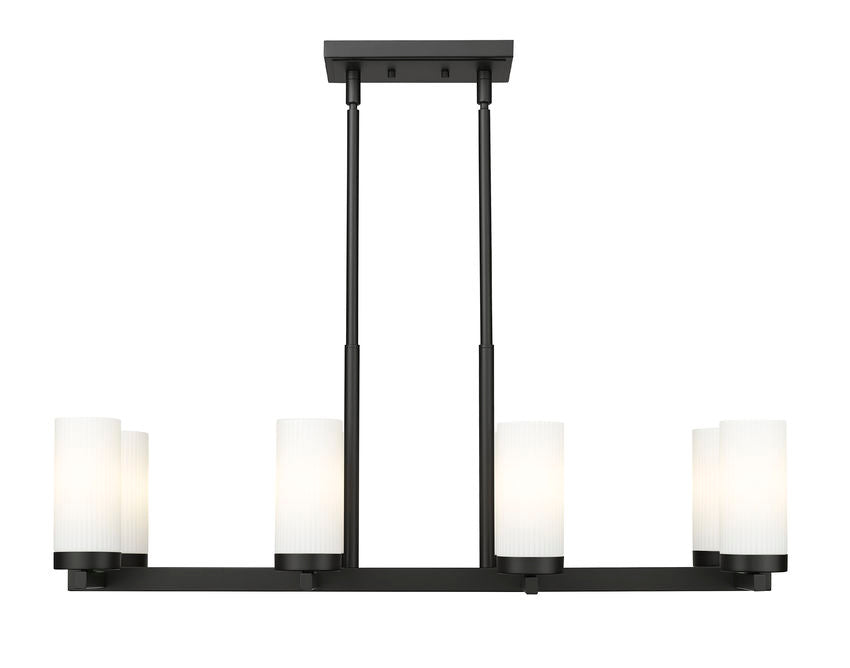 Z-Lite Danica 12" 8-Light Matte Black Steel Linear Chandelier With White Glass Shade