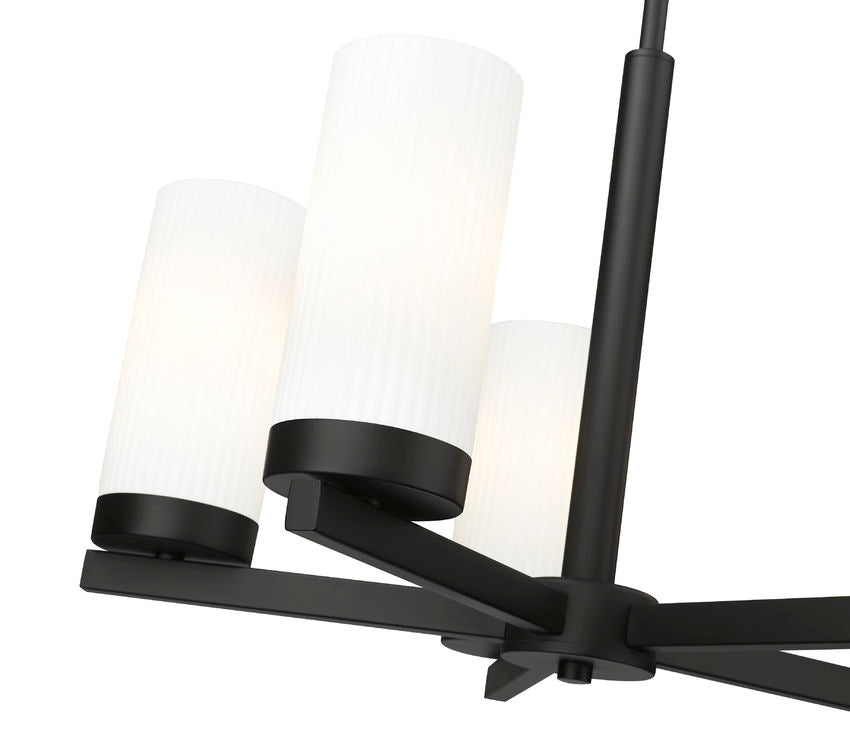 Z-Lite Danica 20" 5-Light Matte Black Steel Chandelier With White Glass Shade