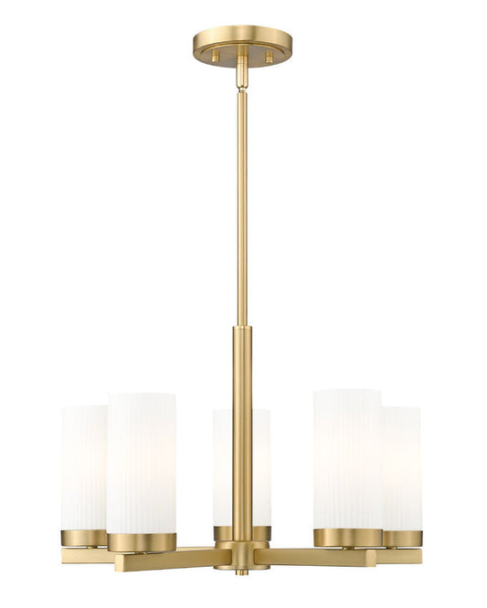 Z-Lite Danica 20" 5-Light Modern Gold Steel Chandelier With White Glass Shade