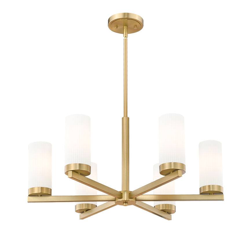 Z-Lite Danica 26" 6-Light Modern Gold Steel Chandelier With White Glass Shade