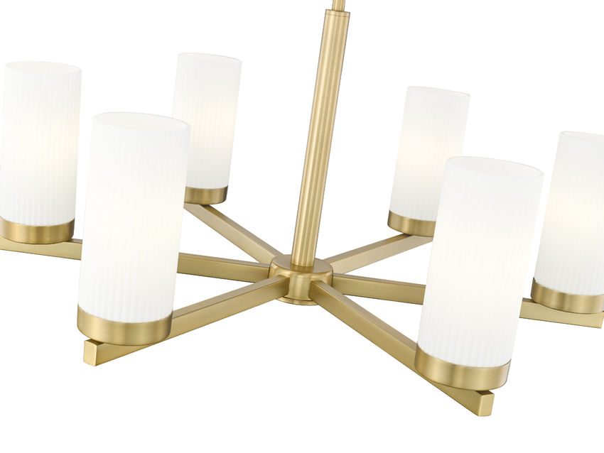 Z-Lite Danica 26" 6-Light Modern Gold Steel Chandelier With White Glass Shade