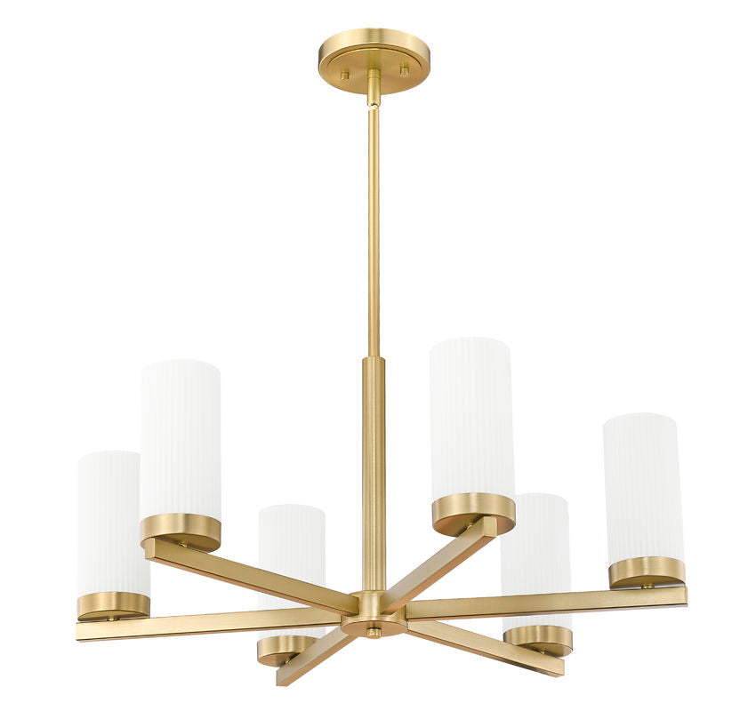 Z-Lite Danica 26" 6-Light Modern Gold Steel Chandelier With White Glass Shade