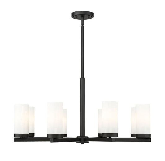 Z-Lite Danica 32" 8-Light Matte Black Steel Chandelier With White Glass Shade