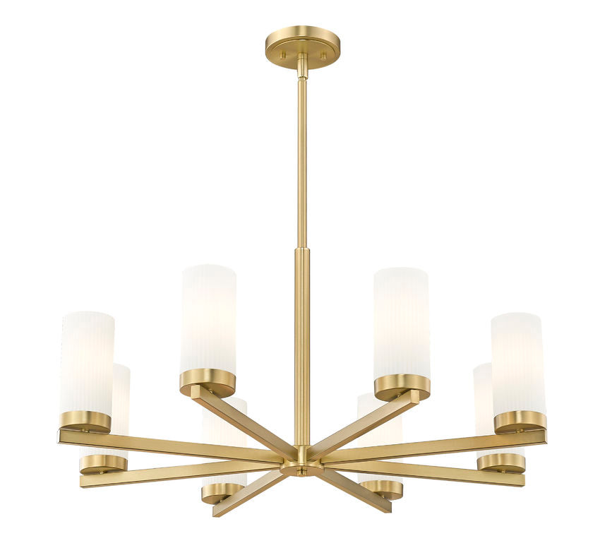 Z-Lite Danica 32" 8-Light Modern Gold Steel Chandelier With White Glass Shade