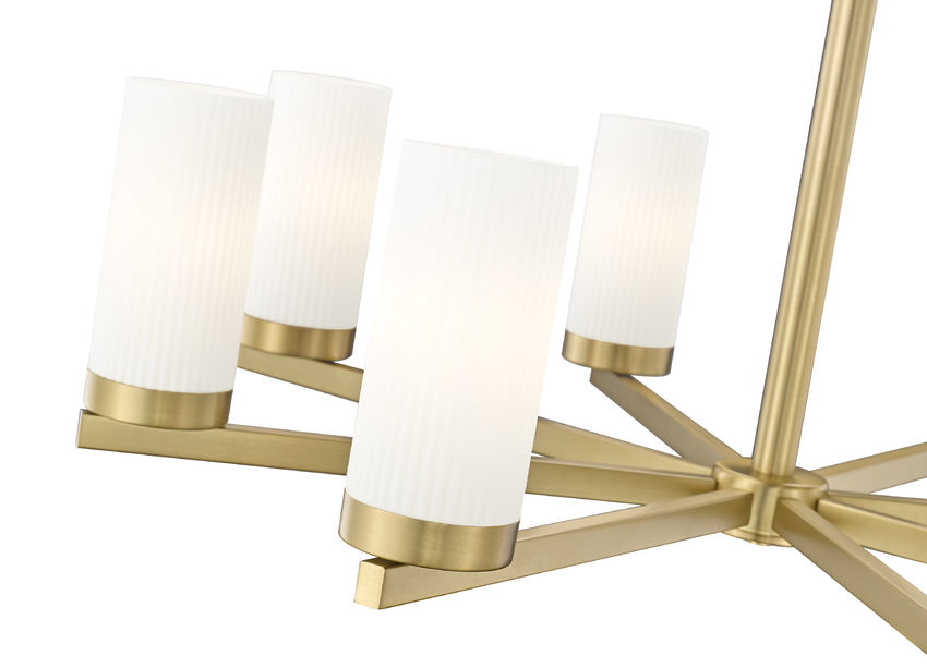 Z-Lite Danica 32" 8-Light Modern Gold Steel Chandelier With White Glass Shade