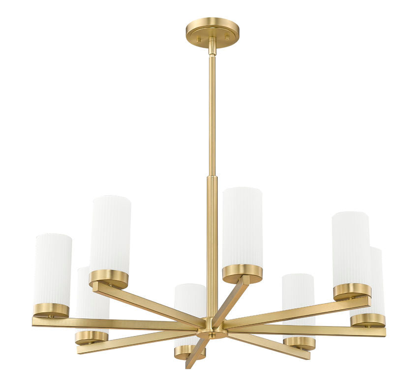 Z-Lite Danica 32" 8-Light Modern Gold Steel Chandelier With White Glass Shade