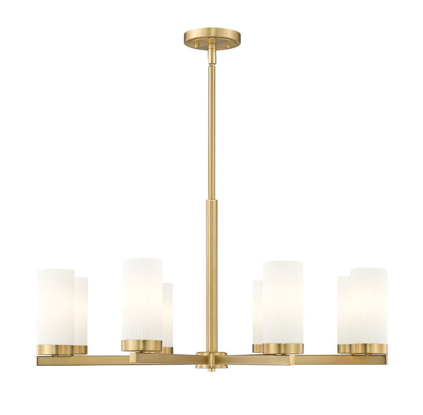 Z-Lite Danica 32" 8-Light Modern Gold Steel Chandelier With White Glass Shade