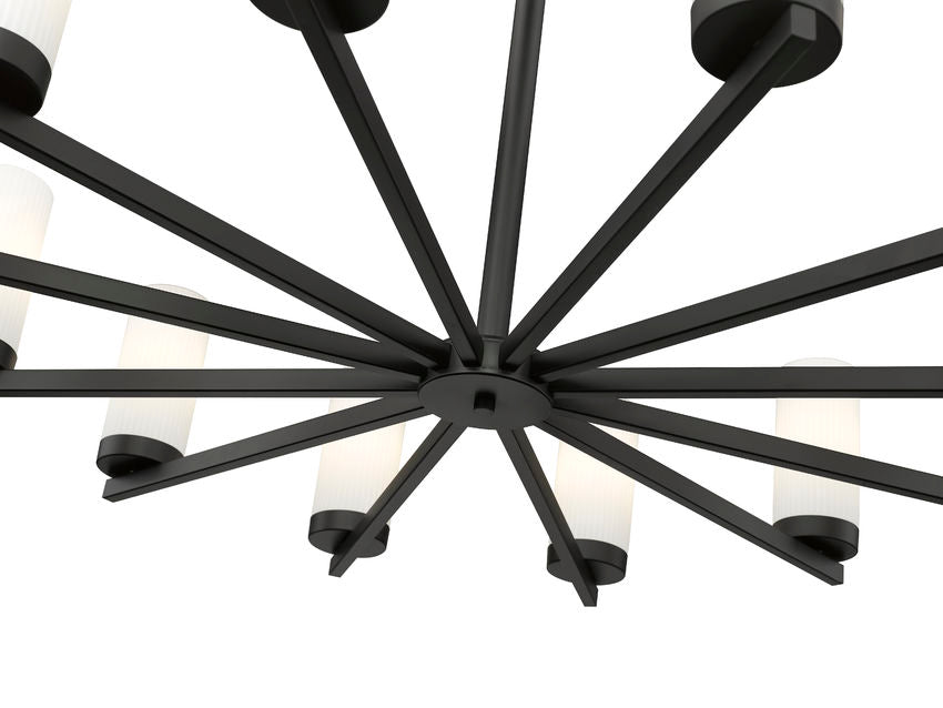 Z-Lite Danica 39" 12-Light Matte Black Steel Chandelier With White Glass Shade