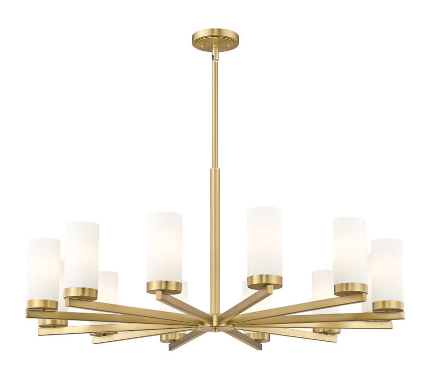 Z-Lite Danica 39" 12-Light Modern Gold Steel Chandelier With White Glass Shade