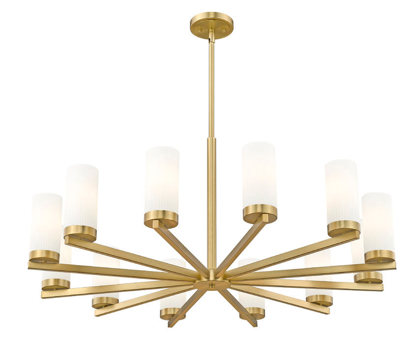 Z-Lite Danica 39" 12-Light Modern Gold Steel Chandelier With White Glass Shade