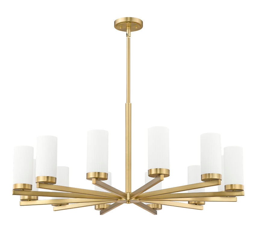 Z-Lite Danica 39" 12-Light Modern Gold Steel Chandelier With White Glass Shade