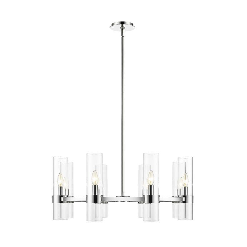 Z-Lite Datus 32" 8-Light Polished Nickel Chandelier With Clear Glass Shade