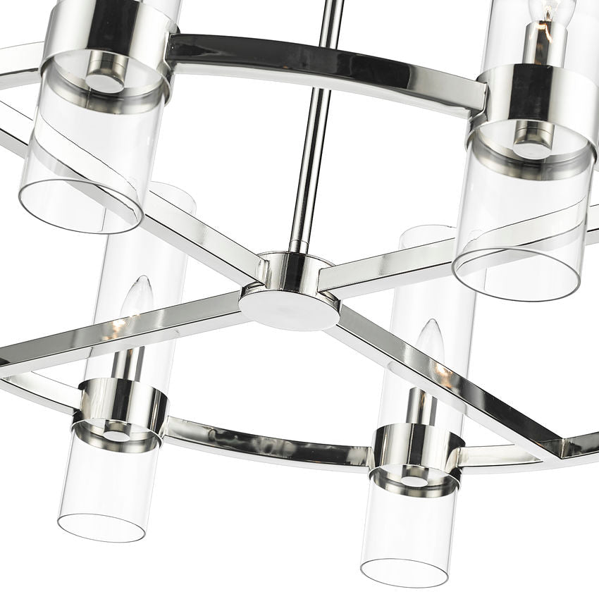Z-Lite Datus 32" 8-Light Polished Nickel Chandelier With Clear Glass Shade