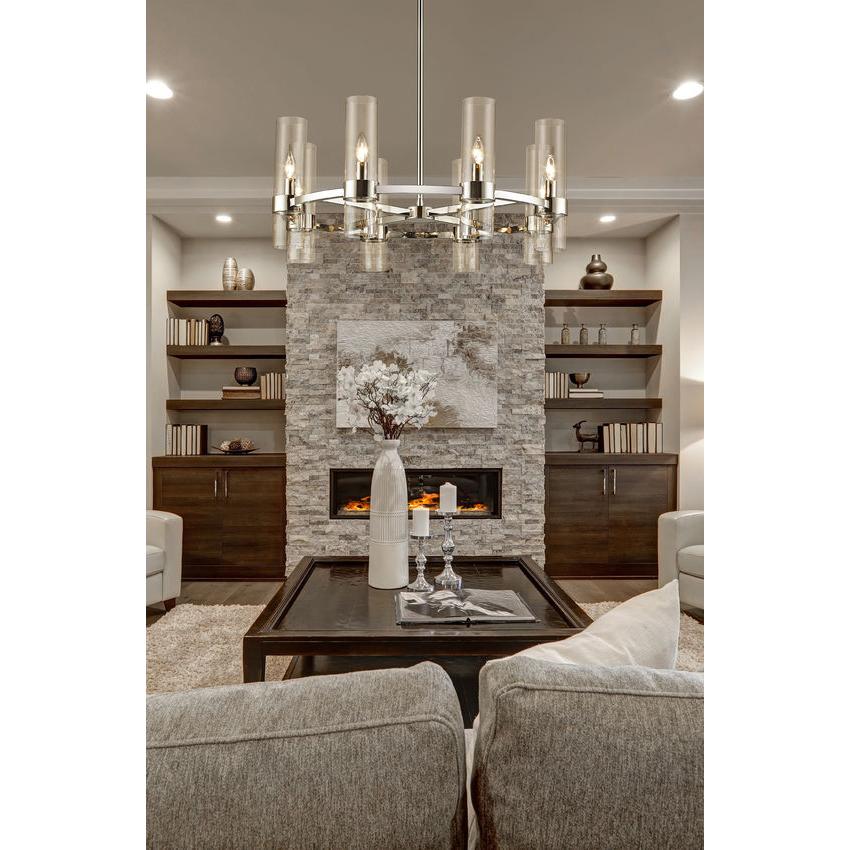 Z-Lite Datus 32" 8-Light Polished Nickel Chandelier With Clear Glass Shade