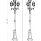 Z-Lite Davina 12-Light Candelabra Bulb Base Black Aluminum Frame Clear Ribbed Glass Shade Outdoor Post Mounted Fixture