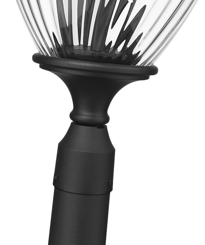 Z-Lite Davina 12" W x 119" H 4-Light Black Aluminum Outdoor Post Mounted Fixture With Clear Ribbed Glass Shade