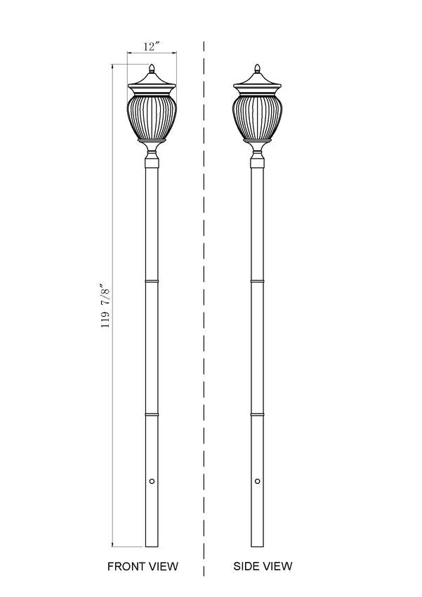 Z-Lite Davina 12" W x 119" H 4-Light Black Aluminum Outdoor Post Mounted Fixture With Clear Ribbed Glass Shade