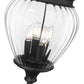 Z-Lite Davina 12" W x 24" H 4-Light Black Aluminum Outdoor Chain Mount Ceiling Fixture With Clear Ribbed Glass Shade
