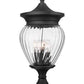 Z-Lite Davina 12" W x 25" H 4-Light Black Aluminum Outdoor Post Mount Fixture With Clear Ribbed Glass Shade