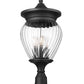 Z-Lite Davina 12" W x 25" H 4-Light Black Aluminum Outdoor Post Mount Fixture With Clear Ribbed Glass Shade