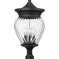 Z-Lite Davina 12" W x 25" H 4-Light Black Aluminum Outdoor Post Mount Fixture With Clear Ribbed Glass Shade