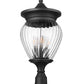 Z-Lite Davina 12" W x 25" H 4-Light Black Aluminum Outdoor Post Mount Fixture With Clear Ribbed Glass Shade