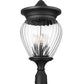 Z-Lite Davina 12" W x 27" H 4-Light Black Aluminum Outdoor Pier Mounted Fixture With Clear Ribbed Glass Shade