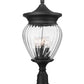 Z-Lite Davina 12" W x 27" H 4-Light Black Aluminum Outdoor Pier Mounted Fixture With Clear Ribbed Glass Shade