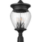 Z-Lite Davina 12" W x 27" H 4-Light Black Aluminum Outdoor Pier Mounted Fixture With Clear Ribbed Glass Shade