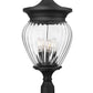Z-Lite Davina 12" W x 27" H 4-Light Black Aluminum Outdoor Pier Mounted Fixture With Clear Ribbed Glass Shade