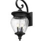 Z-Lite Davina 12" W x 28" H 4-Light Black Aluminum Outdoor Wall Light With Clear Ribbed Glass Shade