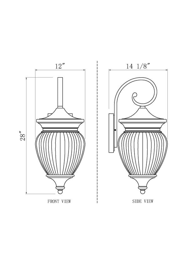Z-Lite Davina 12" W x 28" H 4-Light Black Aluminum Outdoor Wall Light With Clear Ribbed Glass Shade