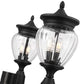 Z-Lite Davina 32" W x 115" H 9-Light Black Aluminum Outdoor Post Mounted Fixture With Clear Ribbed Glass Shade