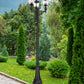 Z-Lite Davina 32" W x 115" H 9-Light Black Aluminum Outdoor Post Mounted Fixture With Clear Ribbed Glass Shade