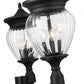 Z-Lite Davina 35" W x 120" H 12-Light Black Aluminum Outdoor Post Mounted Fixture With Clear Ribbed Glass Shade
