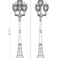Z-Lite Davina 35" W x 131" H 16-Light Black Aluminum Outdoor Post Mounted Fixture With Clear Ribbed Glass Shade