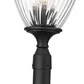 Z-Lite Davina 5016PHBR-519P-BK 12" W x 119" H 4-Light Black Aluminum Outdoor Post Mounted Fixture With Clear Ribbed Glass Shade