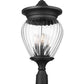 Z-Lite Davina 5016PHBR-553PM-BK 12" W x 27" H 4-Light Black Aluminum Outdoor Pier Mounted Fixture With Clear Ribbed Glass Shade