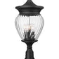 Z-Lite Davina 5016PHBR-553PM-BK 12" W x 27" H 4-Light Black Aluminum Outdoor Pier Mounted Fixture With Clear Ribbed Glass Shade