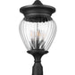 Z-Lite Davina 5016PHBR-553PM-BK 12" W x 27" H 4-Light Black Aluminum Outdoor Pier Mounted Fixture With Clear Ribbed Glass Shade