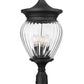 Z-Lite Davina 5016PHBR-553PM-BK 12" W x 27" H 4-Light Black Aluminum Outdoor Pier Mounted Fixture With Clear Ribbed Glass Shade