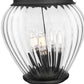 Z-Lite Davina 5016PHBR-564P-BK 14" W x 107" H 4-Light Black Aluminum Outdoor Post Mounted Fixture With Clear Ribbed Glass Shade