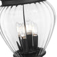Z-Lite Davina 5016PHMR-519P-BK 10" W x 114" H 3-Light Black Aluminum Outdoor Post Mounted Fixture With Clear Ribbed Glass Shade