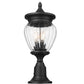 Z-Lite Davina 5016PHMR-553PM-BK 9" W x 22" H 3-Light Black Aluminum Outdoor Pier Mounted Fixture With Clear Ribbed Glass Shade
